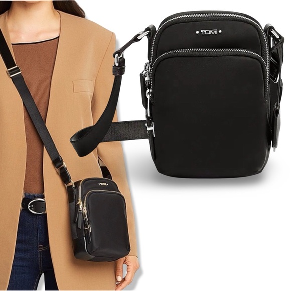 TUMI Voyager Ruma Crossbody Travel Bag | Napa Leather Nylon Black - Picture 1 of 16